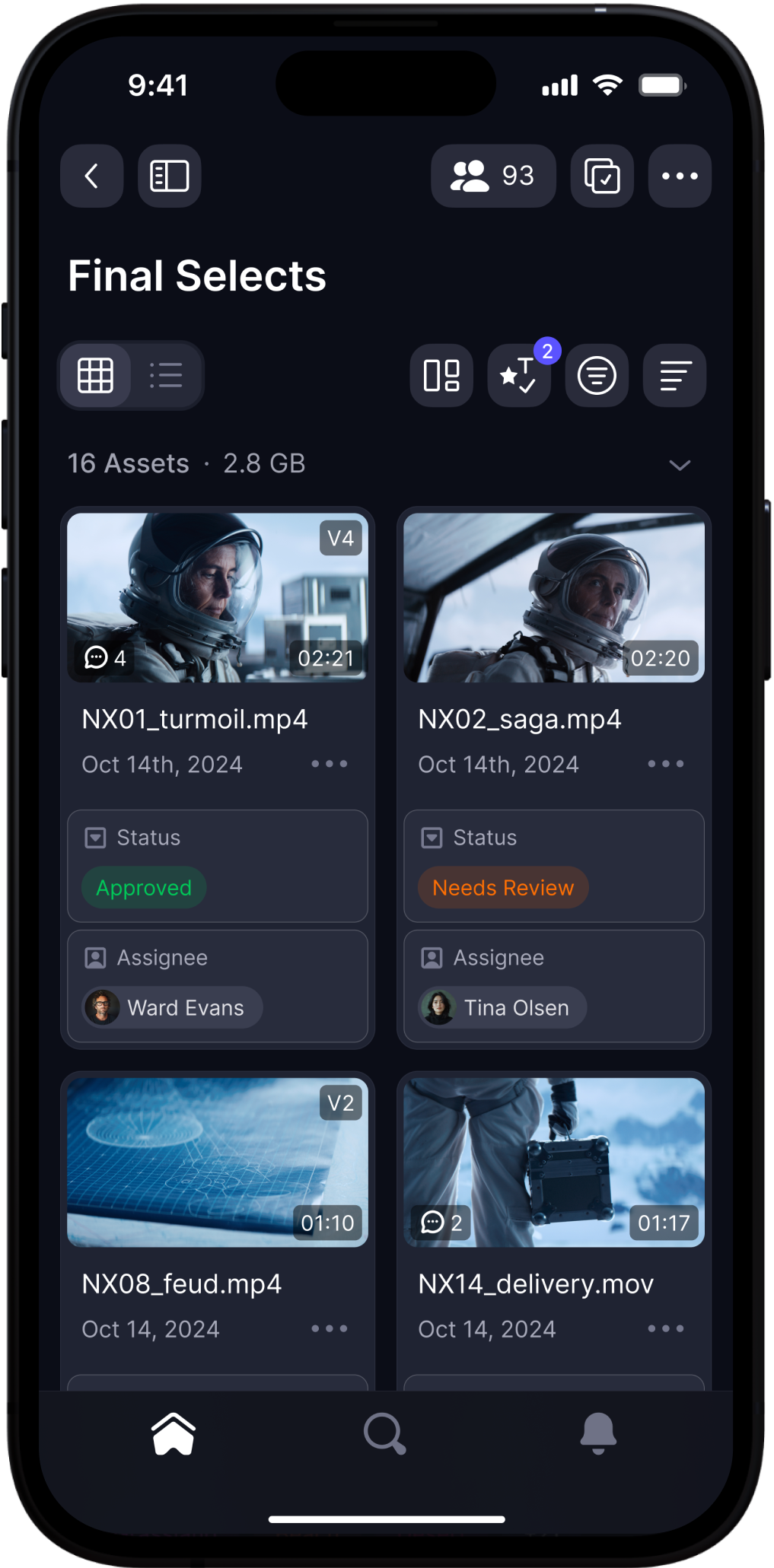 Iphone with Frame.io app