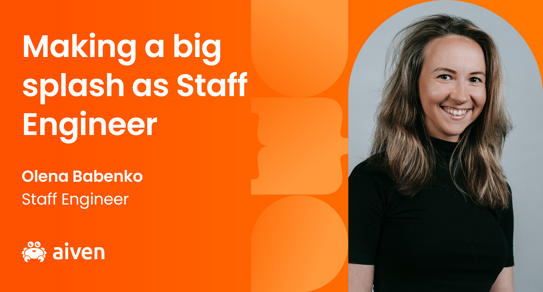 Olena Babenko, Staff Engineer, Aiven, Aiven logo, Women in Tech, DEI, Diversity Equity, Inclusion